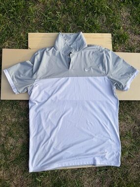 Nike Two-Tone Short Sleeve Polo - Light Gray & White